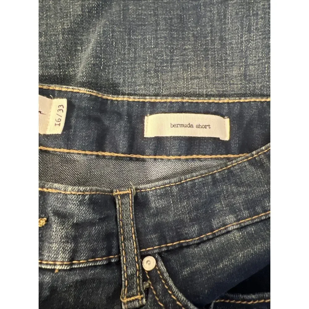 Jessica Simpson Womens Denim Bermuda Short Size 16 Blue Dark Wash Frayed Stretch